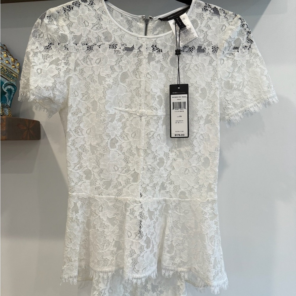 BCBGMaxAzria White Lace Blouse